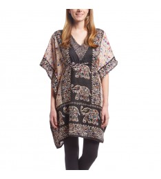 Black Elephant Silk Caftan