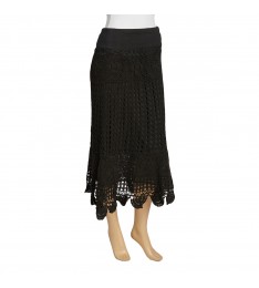 Black Sheer Crochet Maxi Skirt