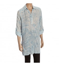 Blue Abstract Button-Up Tunic