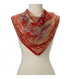 Multicolor Fleck Silk Paisley Scarf