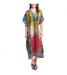 Yellow & Red Jungle Silk Caftan
