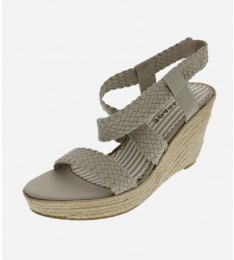 Beige Woven Wedge Sandals