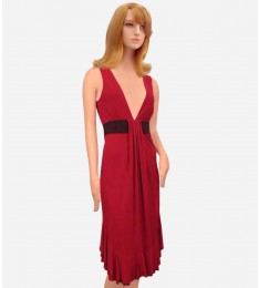 Red Jersey Draped Dress