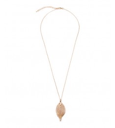 Goldtone Filigree Leaf Pendant Necklace