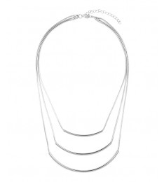 Silvertone Curve-Bar Bib Necklace