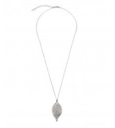 Silvertone Filigree Leaf Pendant Necklace