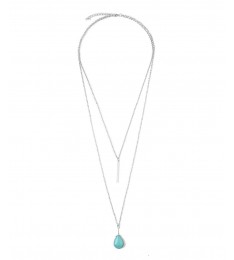 Turquoise & Silvertone Teardrop Layer Necklace