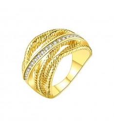 Cubic Zirconia & Gold Twist-Lining Ring