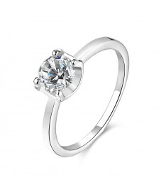 Cubic Zirconia & White Gold Solitaire Ring