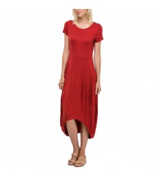 Rust Bubble-Hem Hi-Low Dress 