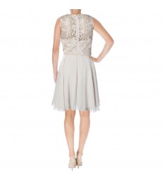 Champange Lace Illusion Cocktail Dress