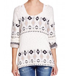 White Hooded V-Neck Sweater