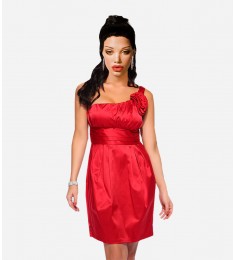 Satin One Shoulder Pleated Evening Designer Prom Dress