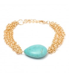 Turquoise & Gold Multistrand Bracelet