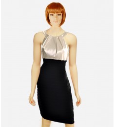 Shutter Pleated Black Cocktail Dress