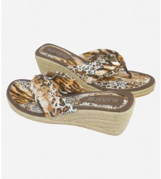 Animal Print Fabric Wedge Sandal