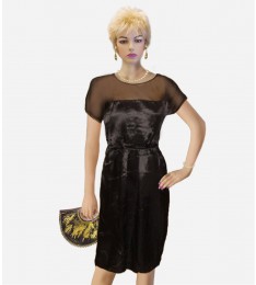 Silk Black Unique Sheer Mini Evening Cocktail Party Dress