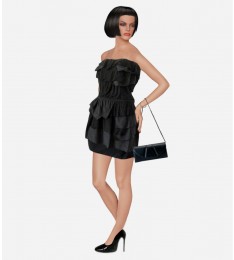 Silk Layers Little Black Strapless Dress