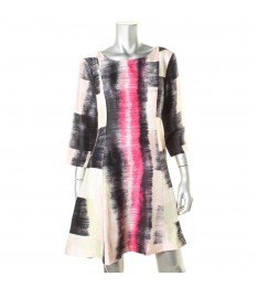Pink Silk Printed Open Back Casual Dress