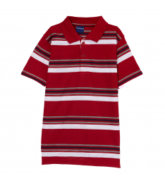 Burgundy & White Stripe Polo