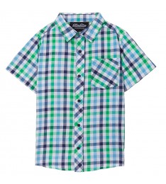 Navy & Green Plaid Button-Up