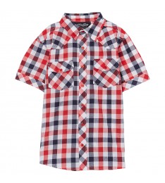 Red & Blue Plaid Button-Up