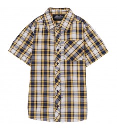 Yellow & Navy Plaid Button-Up