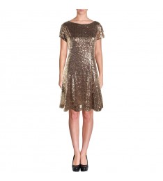 Metallic Copper Sequin Cocktail Dress 