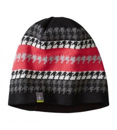 Black Geometric Wool-Blend Ski Jacquard Hat - Adult