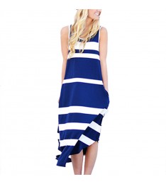 Royal Blue & White Stripe Maxi Dress