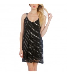 Black & Light Gold Sequin Dress