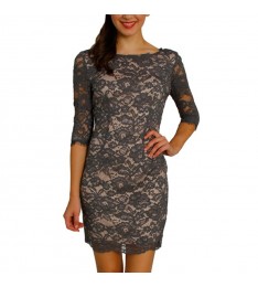 Charcoal Lace Bodycon Dress