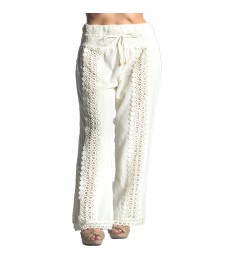 White Embroidered Lounge Pants
