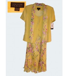 Yellow Floral Silk Dress