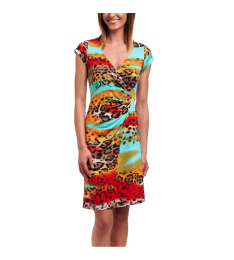 Red Animal Surplice Dress 