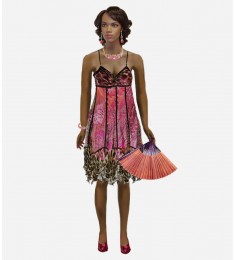 SUE-WONG-Leopard-Print-Pink-Cocktail-Dress