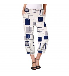 Blue & White Squares Harem Pants