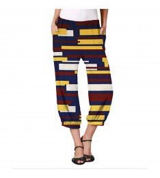 Blue & Yellow Geometric Harem Pants 