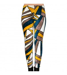 Blue & Green Geometric Velveteen Leggings