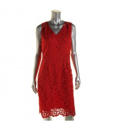 Red Lace V-Neck Dress 