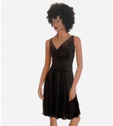 Tadashi Brown Silk Cocktail Dress
