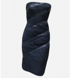 Rusched Silk Sequins Cocktail Dress