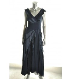Blue Silk Tiered Dress