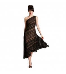 Pintucked One Shoulder Semi Formal Dress