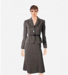 Sofie Two-Piece Brown Belted Skirt Suit