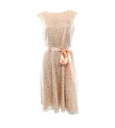 Pink Shimmer Floral-Lace Sheath Dress 