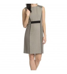 Women's Beige Printed Knit Sheath Dress
