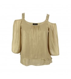Gold Layered cold-Shoulder Top