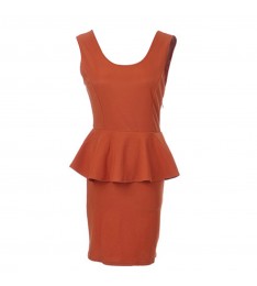 Orange Knit Peplum Dress