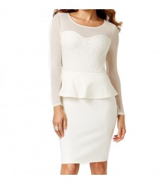 White Sheer Peplum Dress 